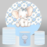 Blau Niedlich Elefant Jungen Kreis Baby Dusche Hintergrund